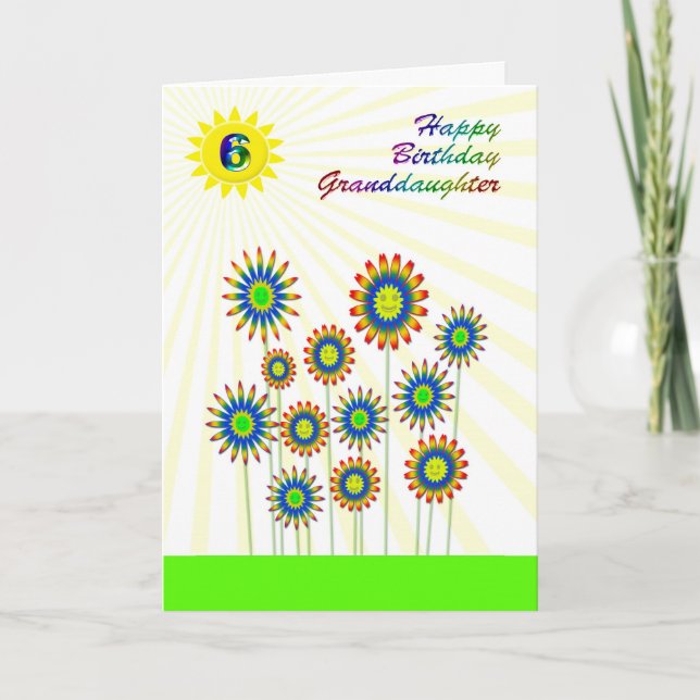 Granddaughter age 6, a happy flowers card (Front)