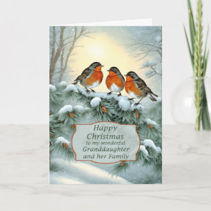 Granddaughter and Family Robins Happy Christmas Holiday Card