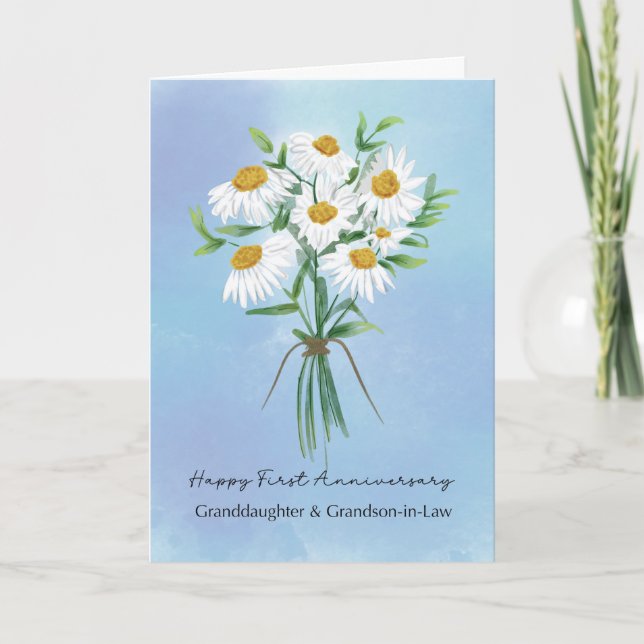 Granddaughter and Grandson in Law 1st Anniversary Card (Front)