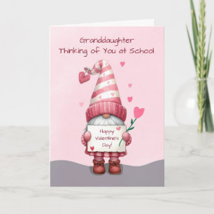 Granddaughter Away at College Valentines Day Gnome Card