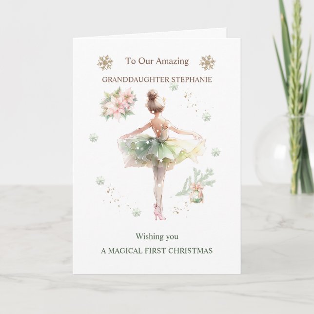 Granddaughter Ballerina Christmas  Card (Front)