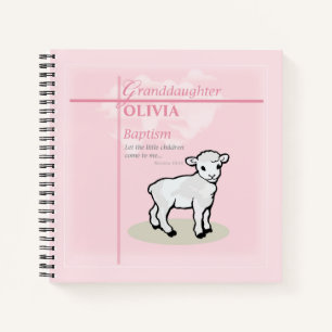 Granddaughter Baptism Pink Lamb Personalized Notebook