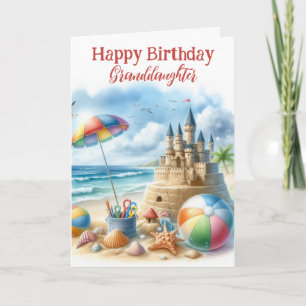 Granddaughter Beach Birthday Folded Greeting Card