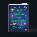 Granddaughter Birthday Best in the Universe  Card<br><div class="desc">Give your space loving granddaughter the best birthday card ever! Tell your granddaughter that she is the best in the universe. A space scene with all the planets and the moon aligning to wish a very happy birthday.</div>