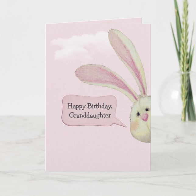 Granddaughter Birthday Bunny On Pink Card (Front)