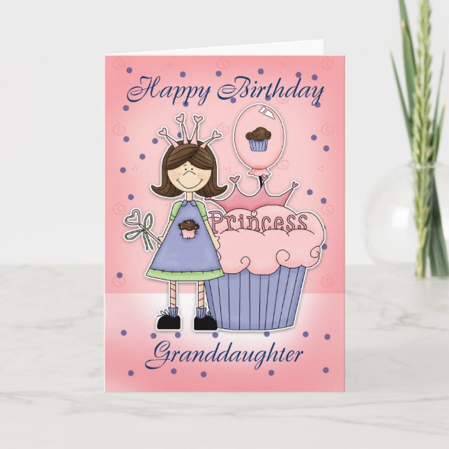 Granddaughter Birthday Card - Cupcake Princess (Front)