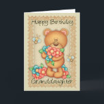 Granddaughter Birthday Card With A Bunch Of Birthd<br><div class="desc">Granddaughter Birthday Card With A Bunch Of Birthday Hugs - Bear With Flowers</div>
