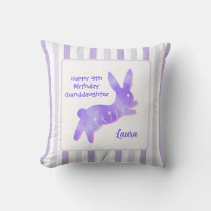 Granddaughter Birthday Cute Purple Bunny Custom  Throw Pillow