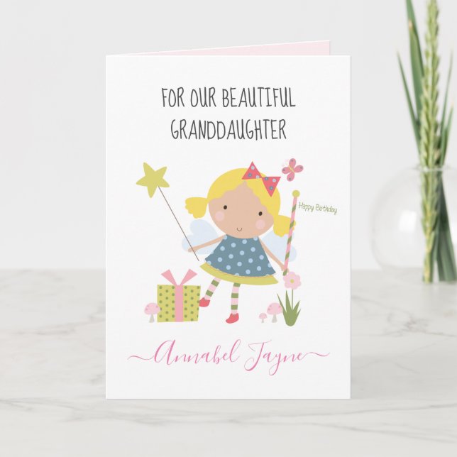 Granddaughter birthday fairy girls whimsical  card (Front)