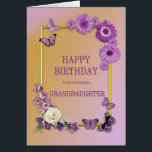 Granddaughter Birthday Flowers and Butterflies<br><div class="desc">A lovely floral birthday card for a granddaughter. Flowers and butterflies on a golden frame.A lilac theme gives a relaxed yet luxurious feel. A wonderful card to give to someone you care for on their birthday.</div>
