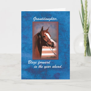 Granddaughter Birthday Horse on Blue Card
