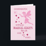 Granddaughter Birthday Magical Fairy Pink Card<br><div class="desc">A pink fairy is waving her magic wand to send special kisses and hugs to your granddaughter on her birthday!</div>