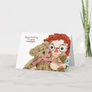 granddaughter birthday rag doll with teddy bear card