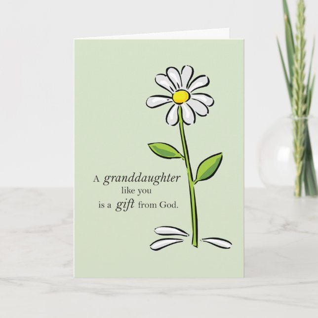 Granddaughter Birthday, Religious Green Daisy Flow Thank You Card (Front)