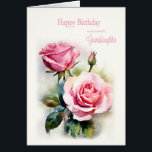Granddaughter Birthday Roses Painted Watercolor<br><div class="desc">A birthday card for your granddaughter. This beautiful birthday card features delicate watercolor pink roses, symbolizing love, grace, and admiration. The soft floral design perfectly captures the essence timeless love, making it a heartfelt way to celebrate her special day. Elegantly adorned pink roses, this card brings a touch of nature’s...</div>