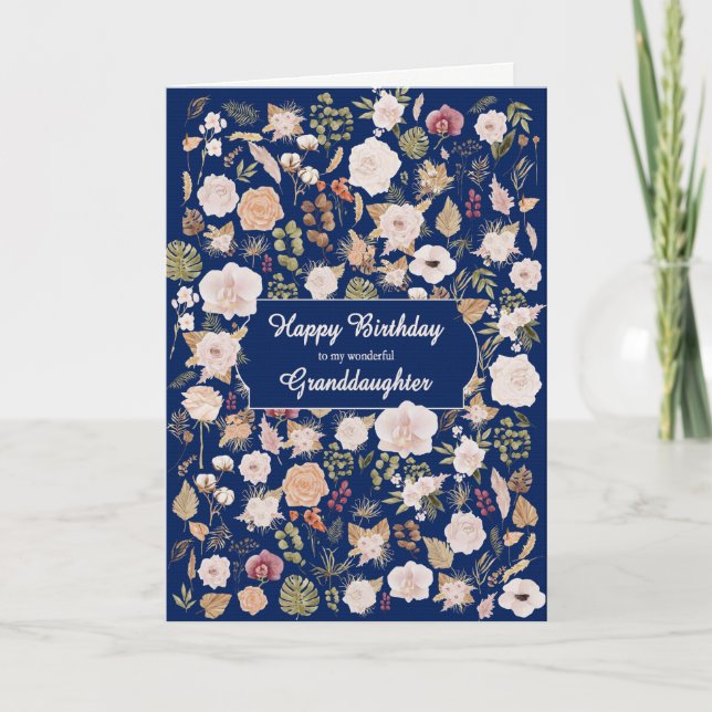Granddaughter Birthday Scattered Flowers  Card (Front)