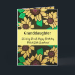 Granddaughter Birthday Sunshine Sunflowers Card<br><div class="desc">Celebrate your grand daughter's birthday with a sunny bright sunflower sunflower card. Simple yellow blossoms add pops of vibrant color to the dramatic black background. Stylish,  modern and full of cheer,  the watercolor and ink painting is a creative way to send sunflowers and sunshine on a special day.</div>