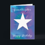 Granddaughter Birthday White Shining Star Card<br><div class="desc">Bright, bold, and full of joy—just like your granddaughter! This stunning birthday card features a vibrant watercolor background blending purple, pink, blue, and green in a dazzling display of colour. At the centre, a large white star radiates with shining lines, symbolizing the light and happiness she brings to the world....</div>