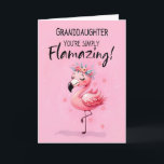 Granddaughter Birthday with Flamingo Fabulous Fun Card<br><div class="desc">Celebrate your granddaughter’s special day with a card as bright and beautiful as she is! This delightful design features a whimsical flamingo adorned with a floral crown, capturing her fun and playful spirit. With a heartfelt birthday message inside, this card is a perfect way to remind her how wonderful she...</div>