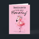 Granddaughter Birthday with Flamingo Fabulous Fun Card<br><div class="desc">Celebrate your granddaughter’s special day with a card as bright and beautiful as she is! This delightful design features a whimsical flamingo adorned with a floral crown, capturing her fun and playful spirit. With a heartfelt birthday message inside, this card is a perfect way to remind her how wonderful she...</div>