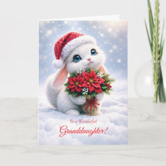 Granddaughter Christmas Happy Holidays Cute Rabbit Card