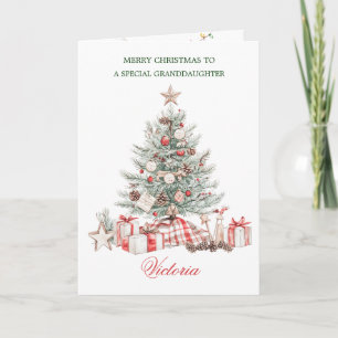 Granddaughter Christmas Tree Presents  Holiday Card