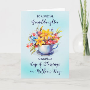 Granddaughter Cup of Blessings Flowers Mothers Day Card