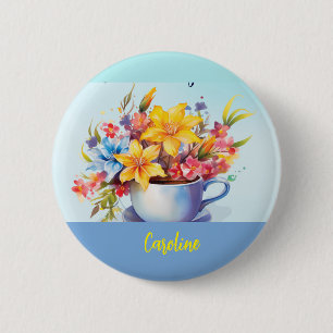 Granddaughter Cup of Joy and Flowers Mothers Day 2 Inch Round Button