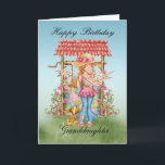 Granddaughter Cute Girl And Wishing Well Birthday Card<br><div class="desc">Granddaughter Cute Girl And Wishing Well Birthday Card - Happy Birthday</div>