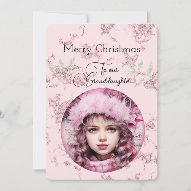 Granddaughter Dark Haired Girl Christmas Wishes (Front)