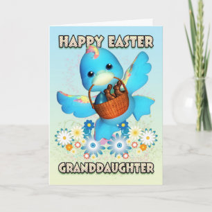 Granddaughter Easter Card - Cute Duck With Basket