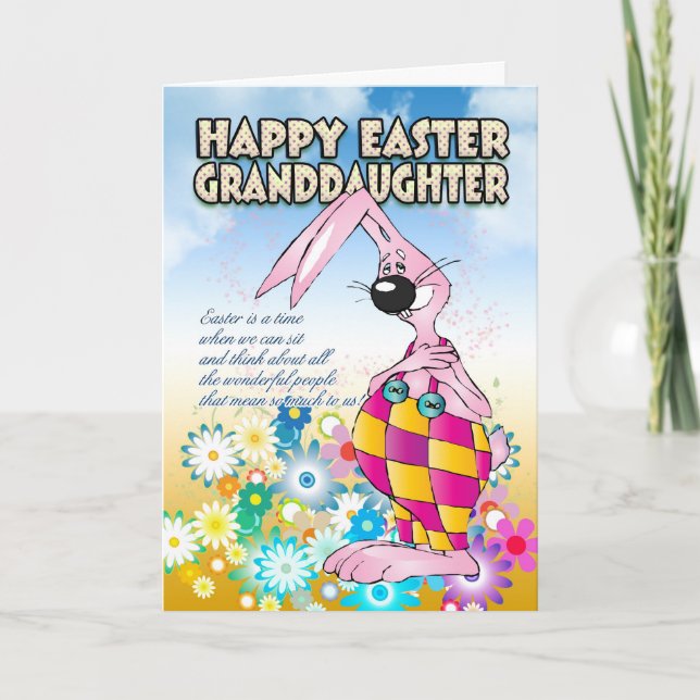 Granddaughter Easter Card - Easter Bunny Flowers (Front)
