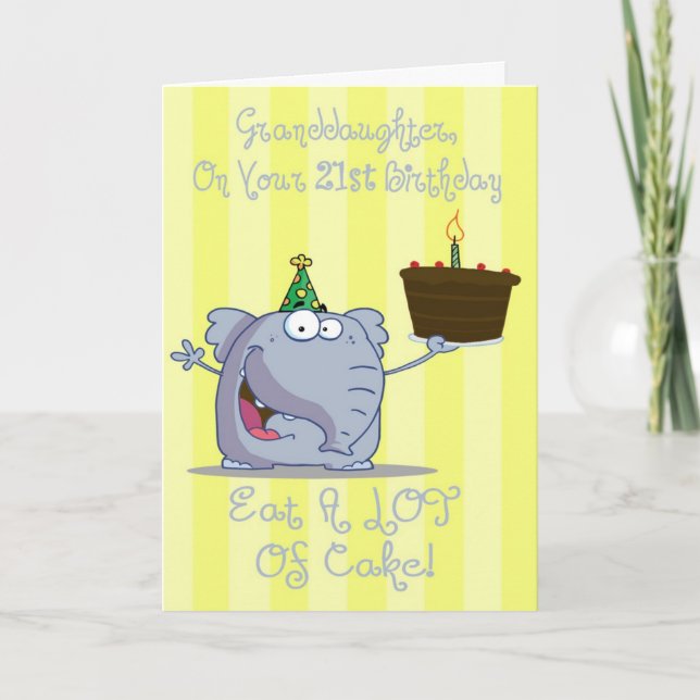 Granddaughter Eat More Cake 21st Birthday Card (Front)