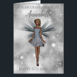 Granddaughter Elegant Silver 15th Birthday Card<br><div class="desc">Granddaughter Elegant Silver 15th Birthday Card</div>