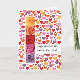 Granddaughter + Family Coloured Valentine's Day Holiday Card