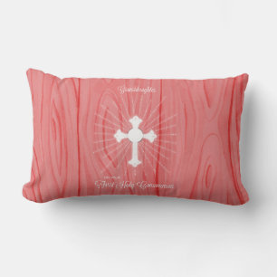Granddaughter First Communion Cross and Rays Lumbar Pillow
