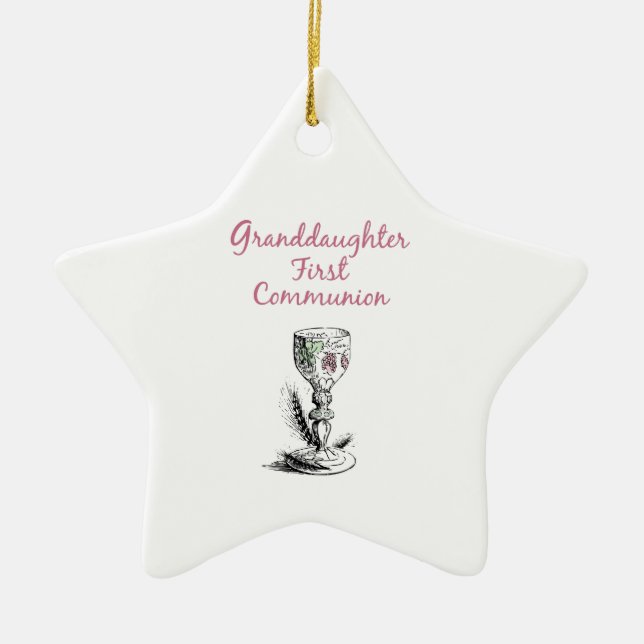 Granddaughter First Communion Pink, Chalice Ceramic Ornament (Front)