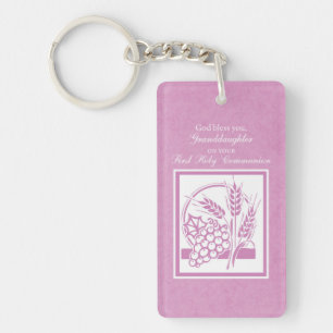 Granddaughter First Communion, Pink Keychain