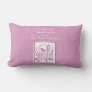 Granddaughter First Communion, Pink Lumbar Pillow