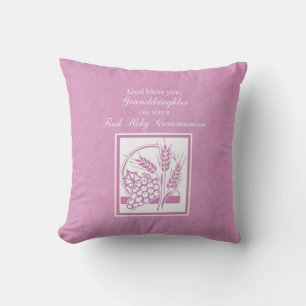 Granddaughter First Communion, Pink Throw Pillow