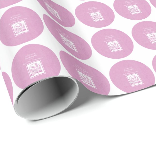 Granddaughter First Communion, Pink Wrapping Paper (Roll Corner)