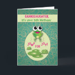 Granddaughter Frog Custom Age Birthday, Jump for J Card<br><div class="desc">Easily customize this card for any age on your granddaughter’s birthday. This is an adorable frog,  on green background with pink additions. Jump for joy!</div>