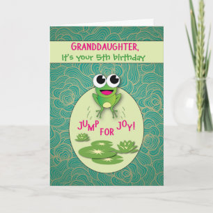 Granddaughter Frog Custom Age Birthday, Jump for J Card