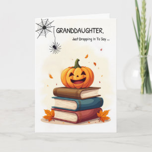 Granddaughter Funny Halloween Cute Spider Dropping Card