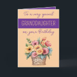 Granddaughter gerbera orange purple birthday card<br><div class="desc">Celebrate your amazing granddaughter’s birthday with this beautifully designed card featuring vibrant gerbera flowers! Bursting with cheerful colours, this heartfelt card is perfect for showing just how much she means to you. The elegant yet playful floral design adds a touch of warmth, making it a keepsake she’ll cherish. With “To...</div>