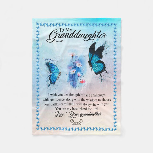 Granddaughter Gift | Love Grandmother Family Group Fleece Blanket (Front)