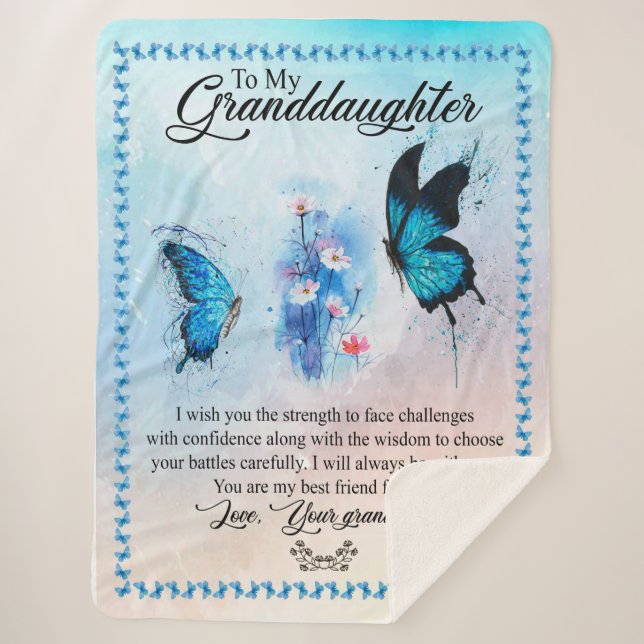 Granddaughter Gift | Love Grandmother Family Group Sherpa Blanket (Front)