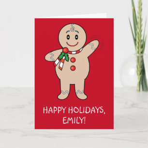 Granddaughter Gingerbread Boy Name Customizable Holiday Card