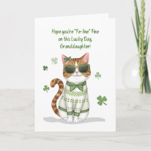 Granddaughter Girl Cat Sunglasses St Patricks Day Card