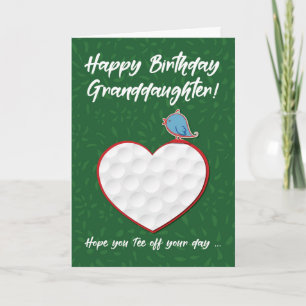 Granddaughter Golf Sports Heart Birthday Card